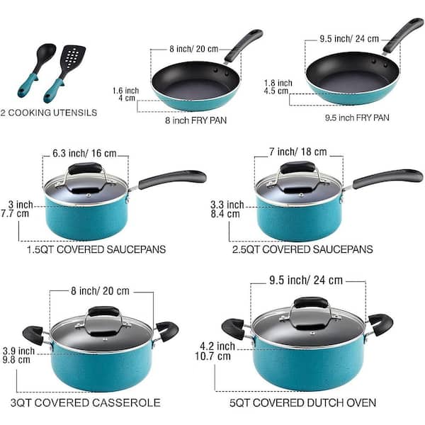 Cook N Home Pots and Pans Nonstick Kitchen Cookware Sets Include Saucepan  Frying Pan Stockpots 8-Piece, Heavy Gauge, Stay Cool Handle, Black