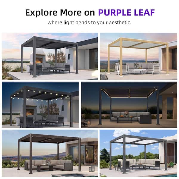PURPLE LEAF 10.2 ft. x 12.3 ft. Gray Aluminum Outdoor Louvered