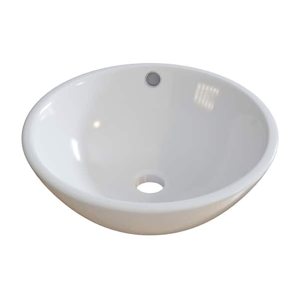 Glass Warehouse Round Bathroom Ceramic Vessel Sink Art Basin in White