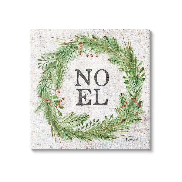 Stupell Industries Noel Seasonal Wreath by Kelley Talent 1-Piece Unframed Graphic Print Typography Poster Art Print 36 in. x 36 in.
