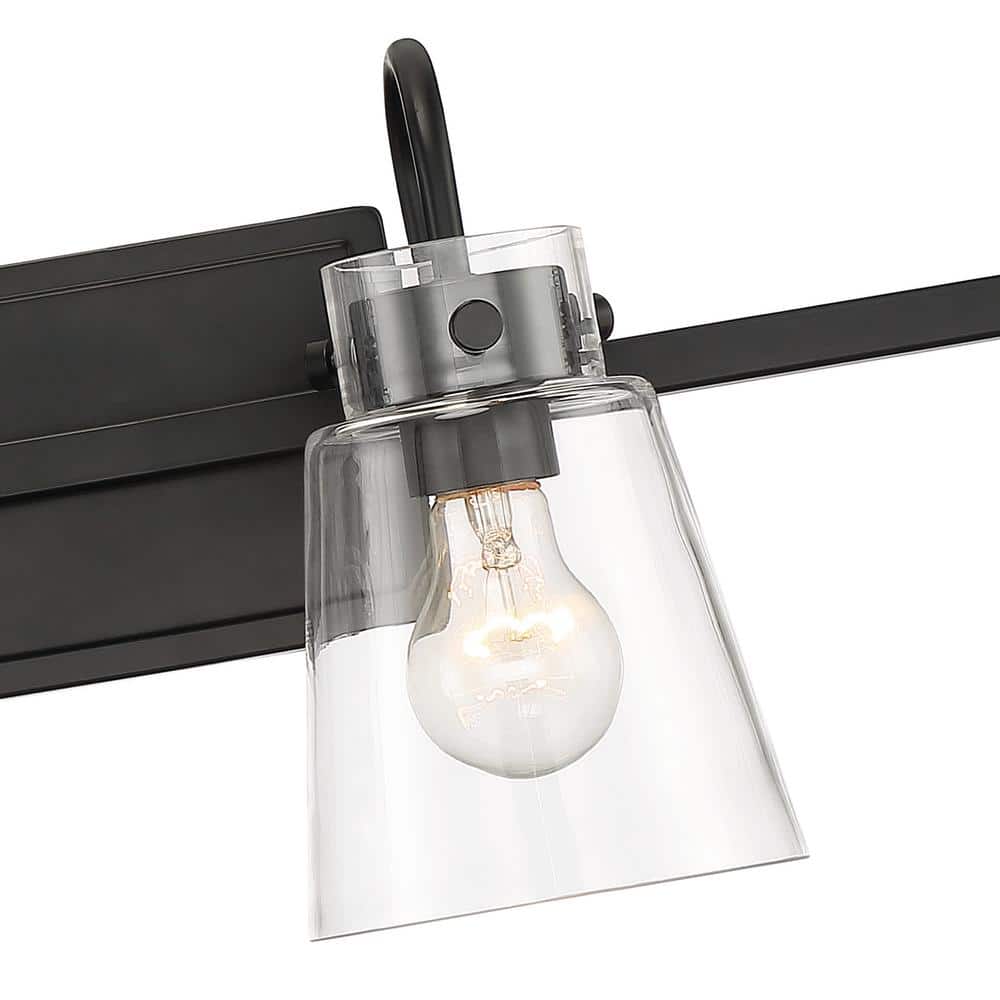Inwood 32'' Matte Black Vanity Light with Clear Blown Glass Shades
