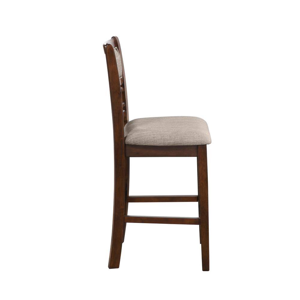 Gia Cherry 3 Piece 30" Counter Height Dining Set with Light Brown Cushions