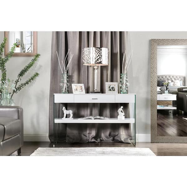 Remie 47 in. White Rectangle Wood Console Table