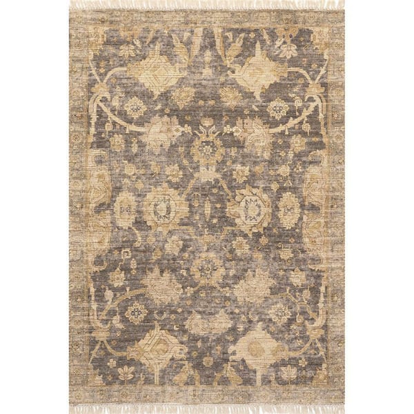 Dark Brown 9 ft. x 12 ft. Marigold Vintage Tasseled Indoor/Outdoor Patio Area Rug