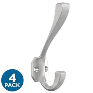 Napier 4-3/4 in. H, Zinc 35 lb. Load Capacity Classic Coat and Hat Wall Hooks, Matte Nickel (4-Pack)