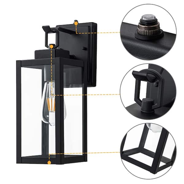 C Cattleya 1-Light Matte Black Dusk to Dawn Outdoor Wall Lantern
