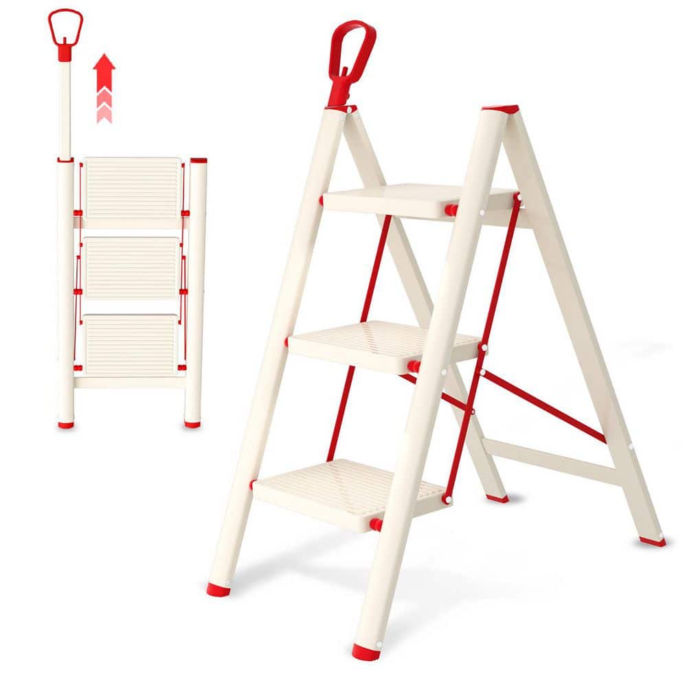 3-Step Lightweight Steel Step Stool (7 ft. Reach) 600 lbs. Load Capacity with Non-Marring Feet and Telescoping Handrail price history on PriceWatchPro