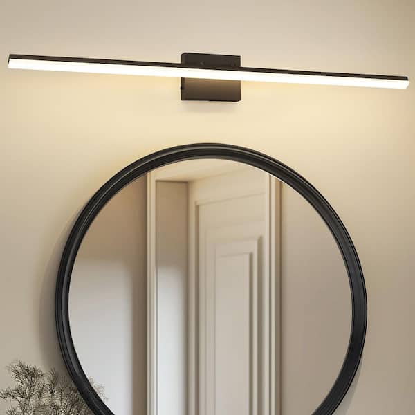 48 in. 1-Light 24W Black Integrated LED Vanity Light, Sleek Bathroom Wall Sconce, ideal for Mirrors and Makeup Areas