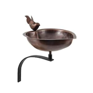 9 in. Dia Antique Copper Heart Shaped Birdbath Bowl with Wall Mount Bracket