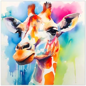 "Vibrant Majesty II" Giraffe Free Floating Reverse Unframed Printed Tempered Art Glass Wall Art 38 in. x 38 in.