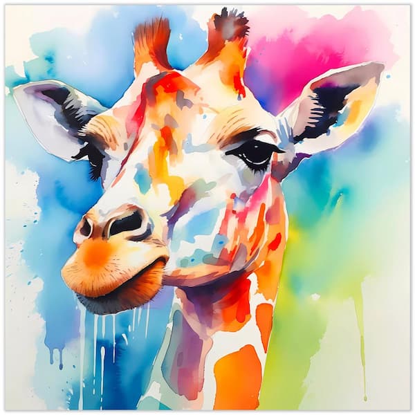 Empire Art Direct "Vibrant Majesty II" Giraffe Free Floating Reverse Unframed Printed Tempered Art Glass Wall Art 38 in. x 38 in.