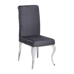 Calista Grey Velvet Stainless Steel Side Chairs (Set of 2)