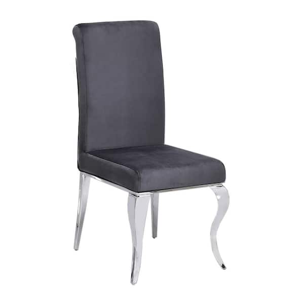 Best Master Furniture Calista Grey Velvet Stainless Steel Side Chairs (Set of 2)