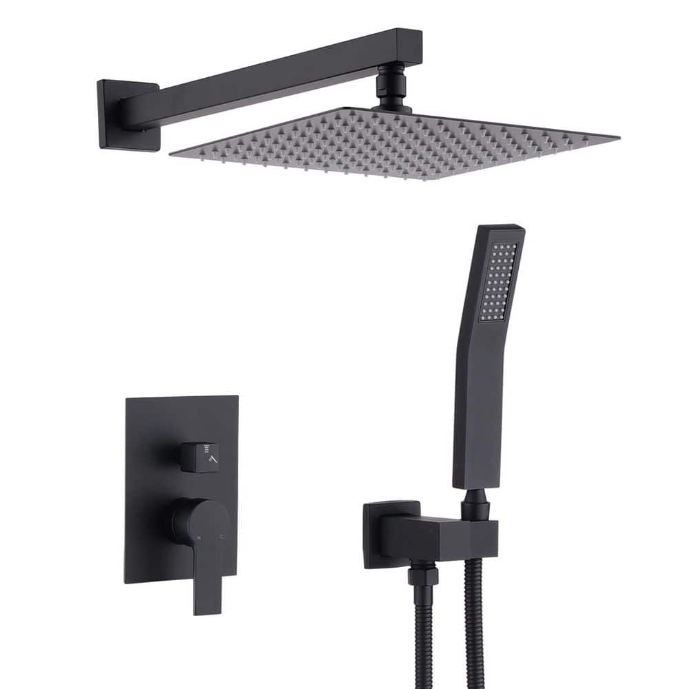 2-Spray 12 in. Ceiling Mount Dual Fixed and Handheld Shower Head in Matte Black price history on PriceWatchPro