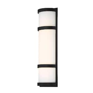 Latitude 20 in. Black Integrated LED Outdoor Wall Sconce, 3000K