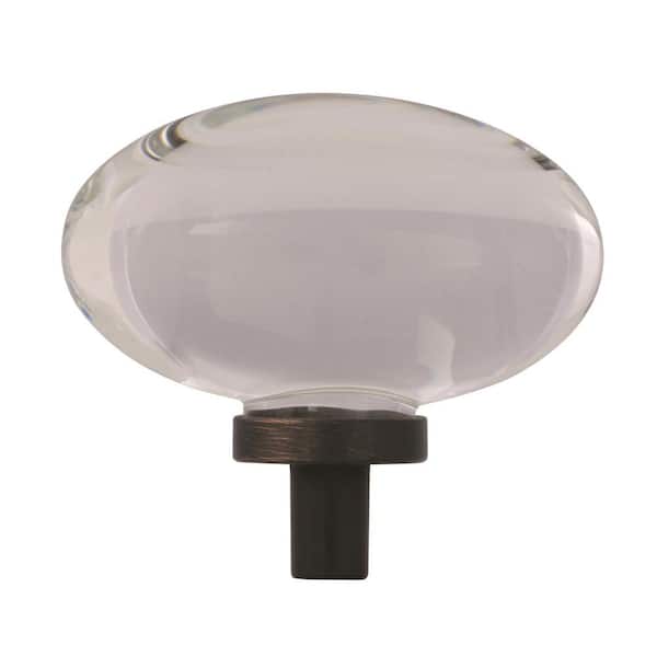 Glacio 1-3/4 in. (44mm) Modern Clear/Oil-Rubbed Bronze Oval Cabinet Knob