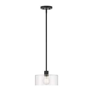 Vibrato 60-Watt 1-Light Matte Black Pendant with Clear Glass Shade