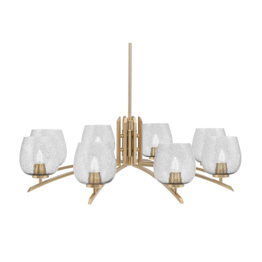 Siena 36 in. 8-Light New Age Brass Chandelier with 6 in. Smoke Bubble Glass