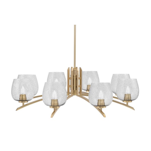Unbranded Siena 36 in. 8-Light New Age Brass Chandelier with 6 in. Smoke Bubble Glass Shades, no bulbs included