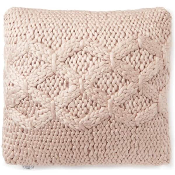 Laura Ashley Georgia Geometric Blush 20 in. x 20 in. Knit Decorative Throw Pillow