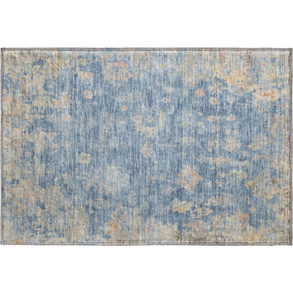 Mayfield Premium Machine Washable Abstract AMF2302 Blue 2 ft. x 3 ft. Accent Rug