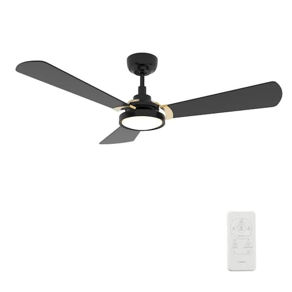 CARRO Veter II 56 in. Dimmable LED Indoor/Outdoor Black Smart Ceiling Fan with Light and Remote, Works with Alexa/Google Home
