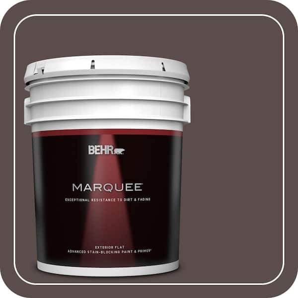 BEHR MARQUEE 5 gal. #ECC-28-3 Charred Hickory Flat Exterior Paint & Primer