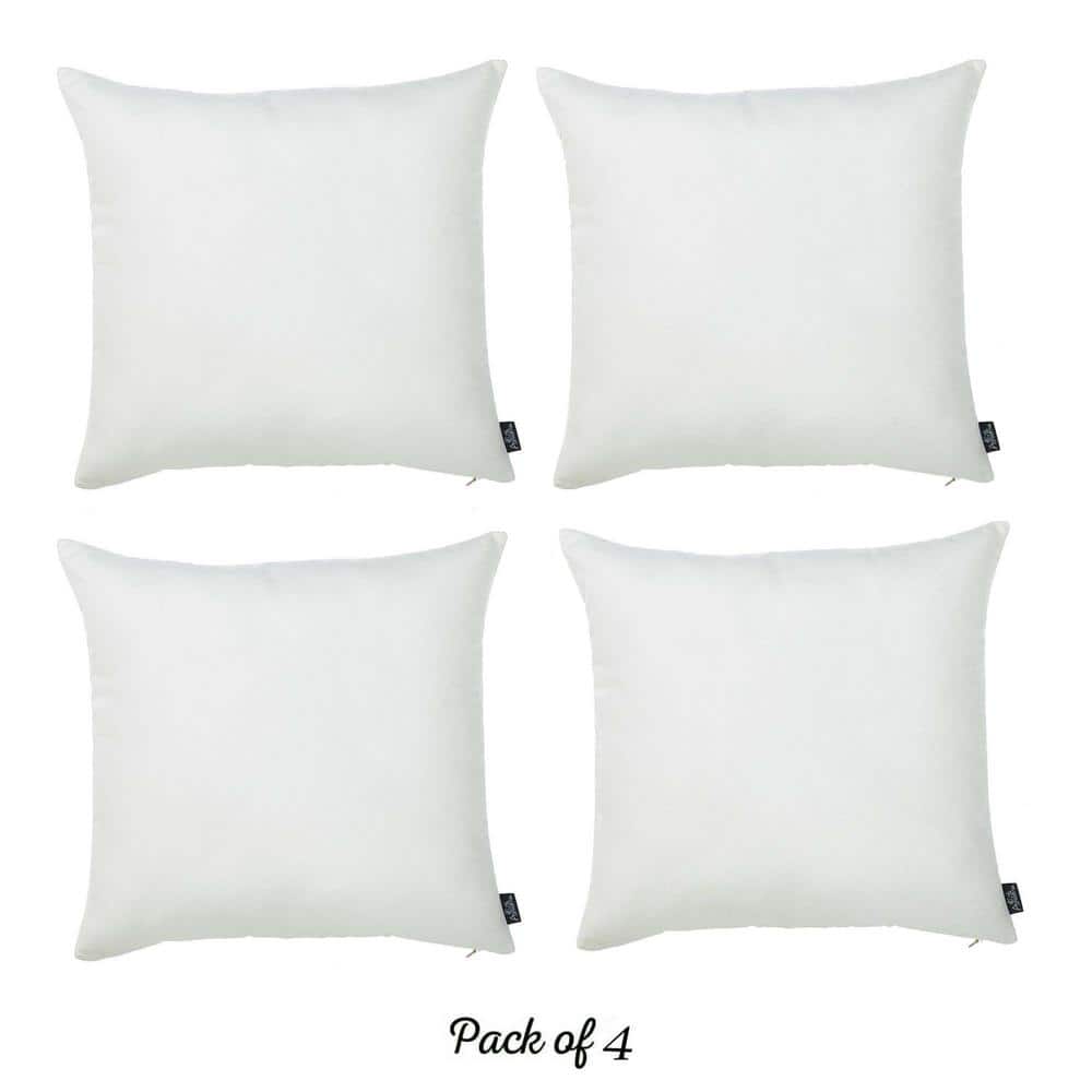 White Polyester Euro Square Pillow Cover Set of 4