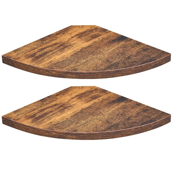 Unbranded 9 in. W x 9 in. D Rustic Brown Corner Decorative Wall Shelf Set of 2