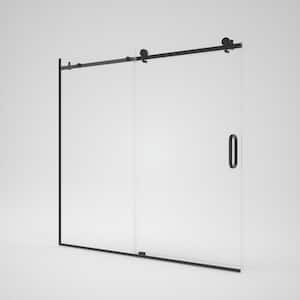 Brewo 60 in. W x 60 in. H Sliding Semi-Frameless Tub Door in Matte Black Finish with Clear Glass