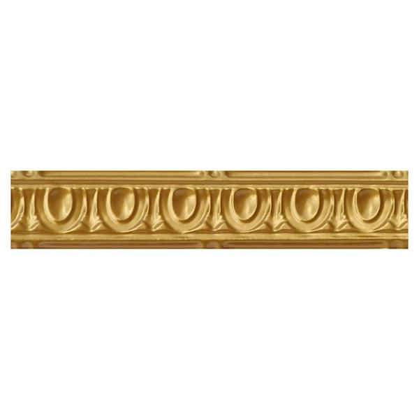 FROM PLAIN TO BEAUTIFUL IN HOURS Puffy Arches 0.012 in. x 2.56 in. x 48 in Powder Coated Nail-up Tin Cornice in Gold Nugget (48 ln.ft/Pack) - 12 Pieces