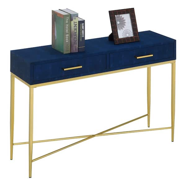 navy and gold console table