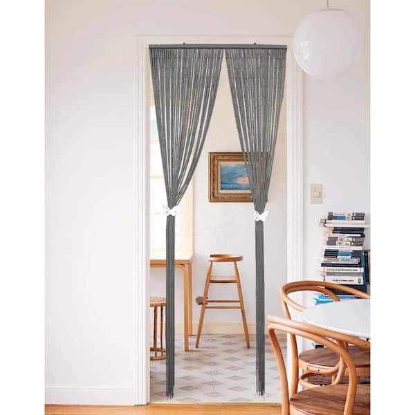 EVIDECO French home goods Beaded Grey Bamboo Curtain Door 65