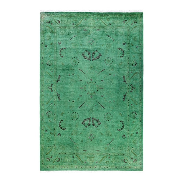 Solo Rugs Fine Vibrance Green 4 ft. x 6 ft. Solid Wool Indoor Area Rug