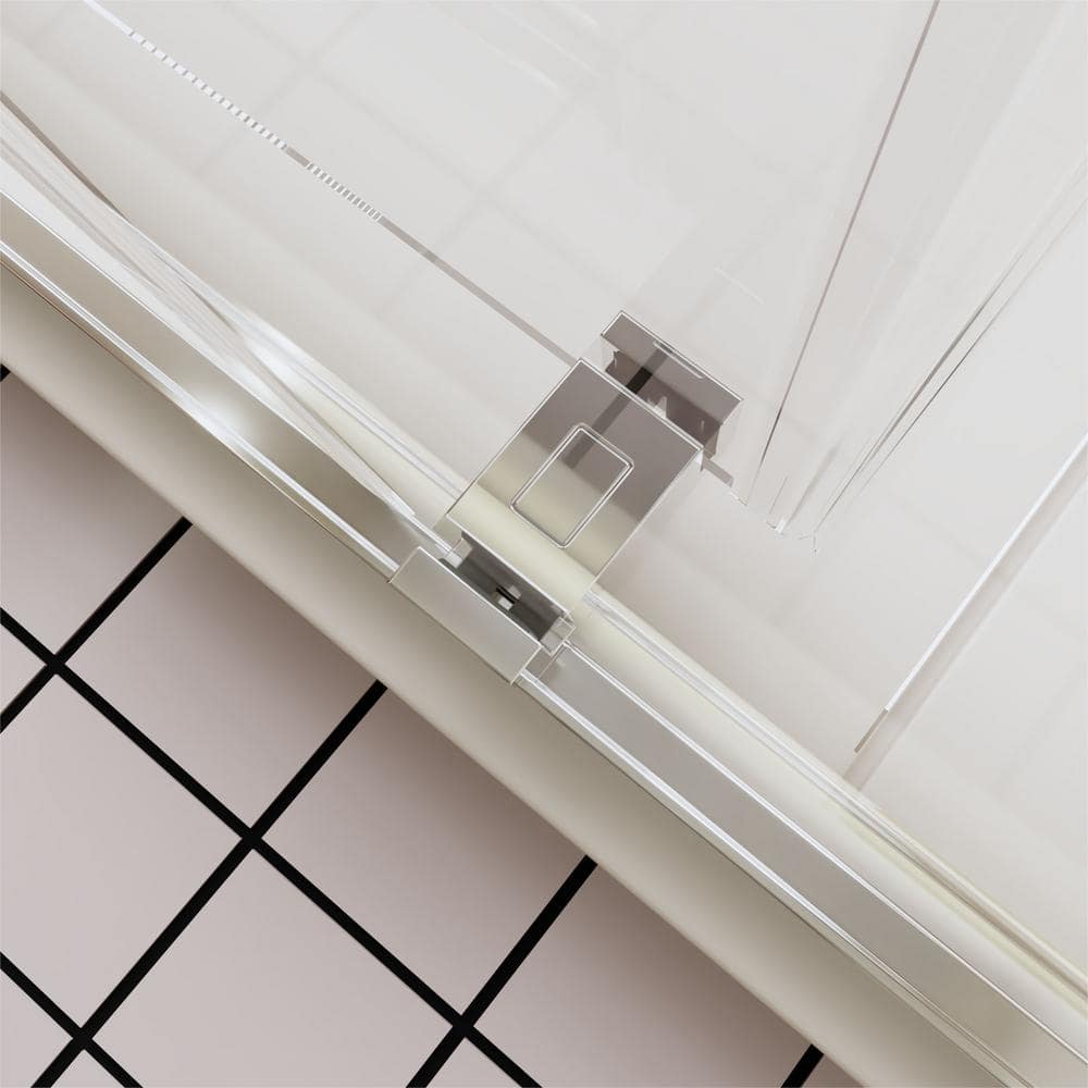 Chrome Frameless Double Sliding Soft-Close Shower Door with Tempered Glass
