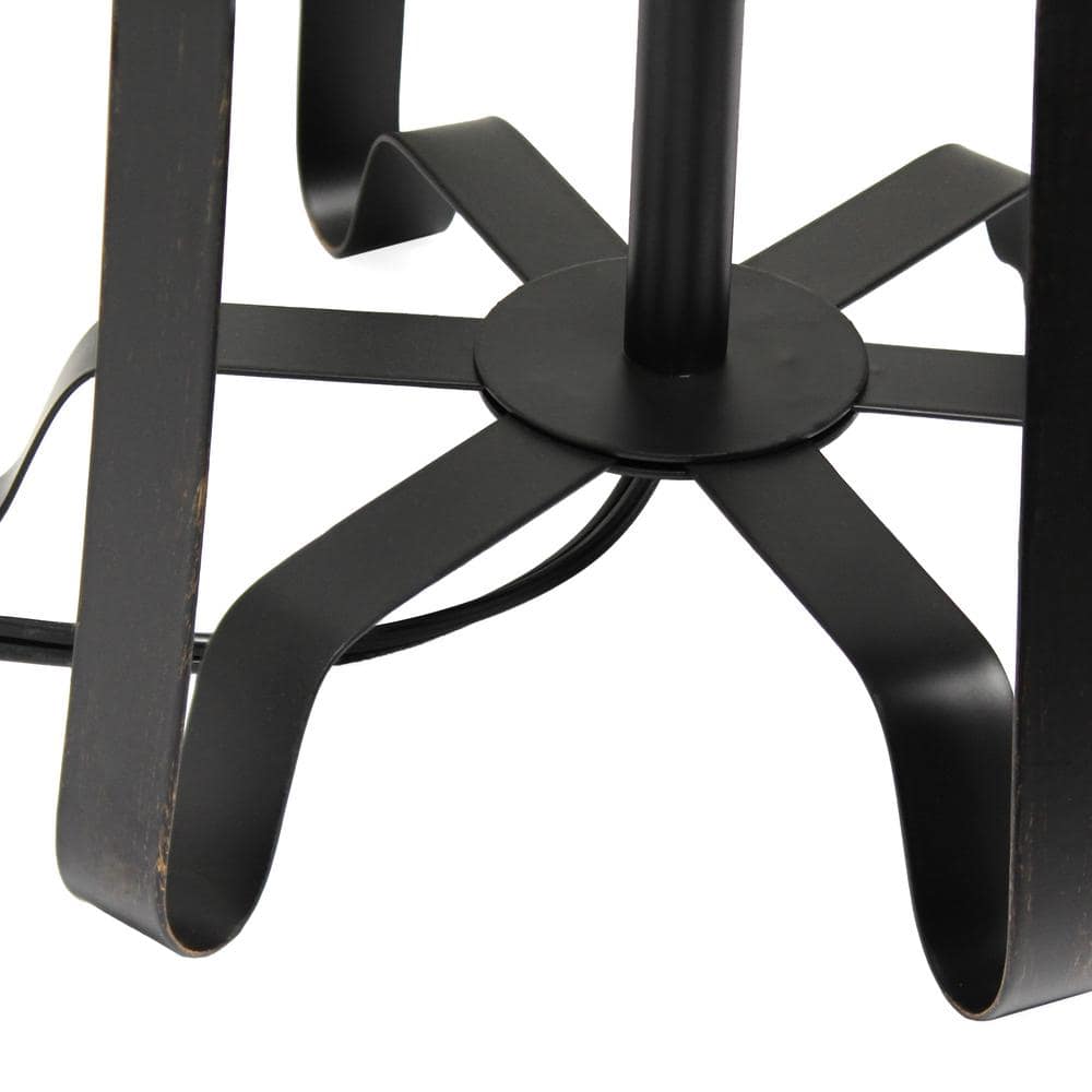 Adjustable Bronze Cage Table Lamp with White Shade