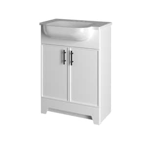 Burgess 24.5 in. W x 18.5 in D x 35.5 in. H Single Sink Bath Vanity in White with White Cultured Marble Top