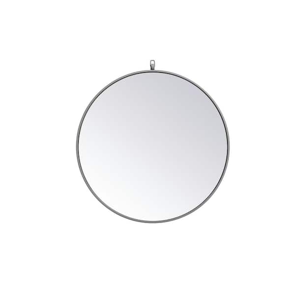 Unbranded Medium Round Grey Modern Mirror (28 in. H x 28 in. W)