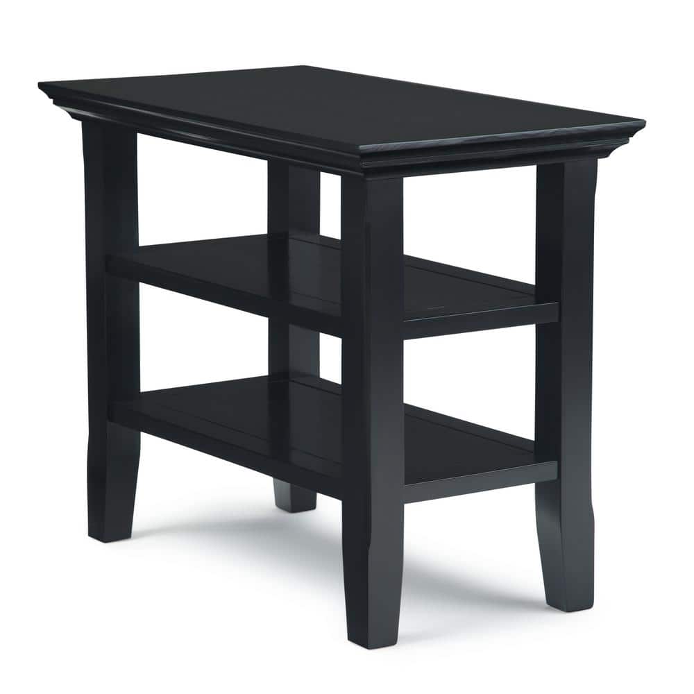 Acadian Solid Wood 14" Black Rectangular Narrow Side Table