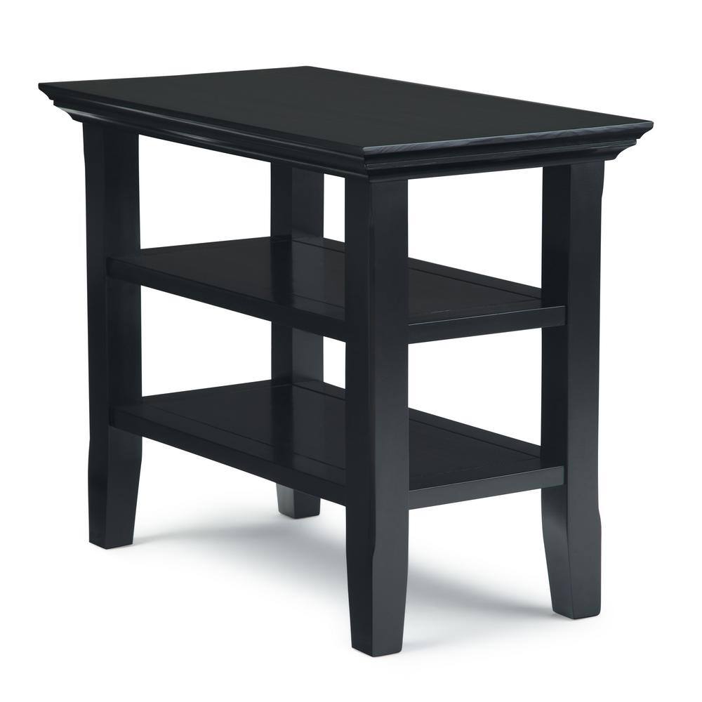Simpli Home Acadian Solid Wood 14 in. Wide Rectangle Transitional Narrow Side Table in Black