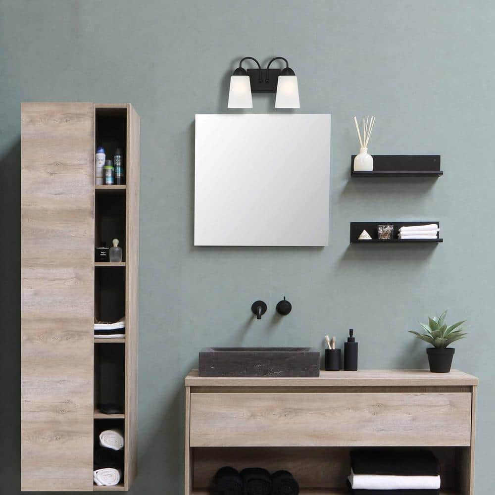 Malone Matte Black Transitional 2-Light Vanity Wall Sconce