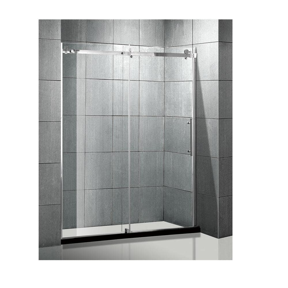 60 in. W x 76 in. H Frameless Sliding Glass Shower Doors with 3/8 in. Clear