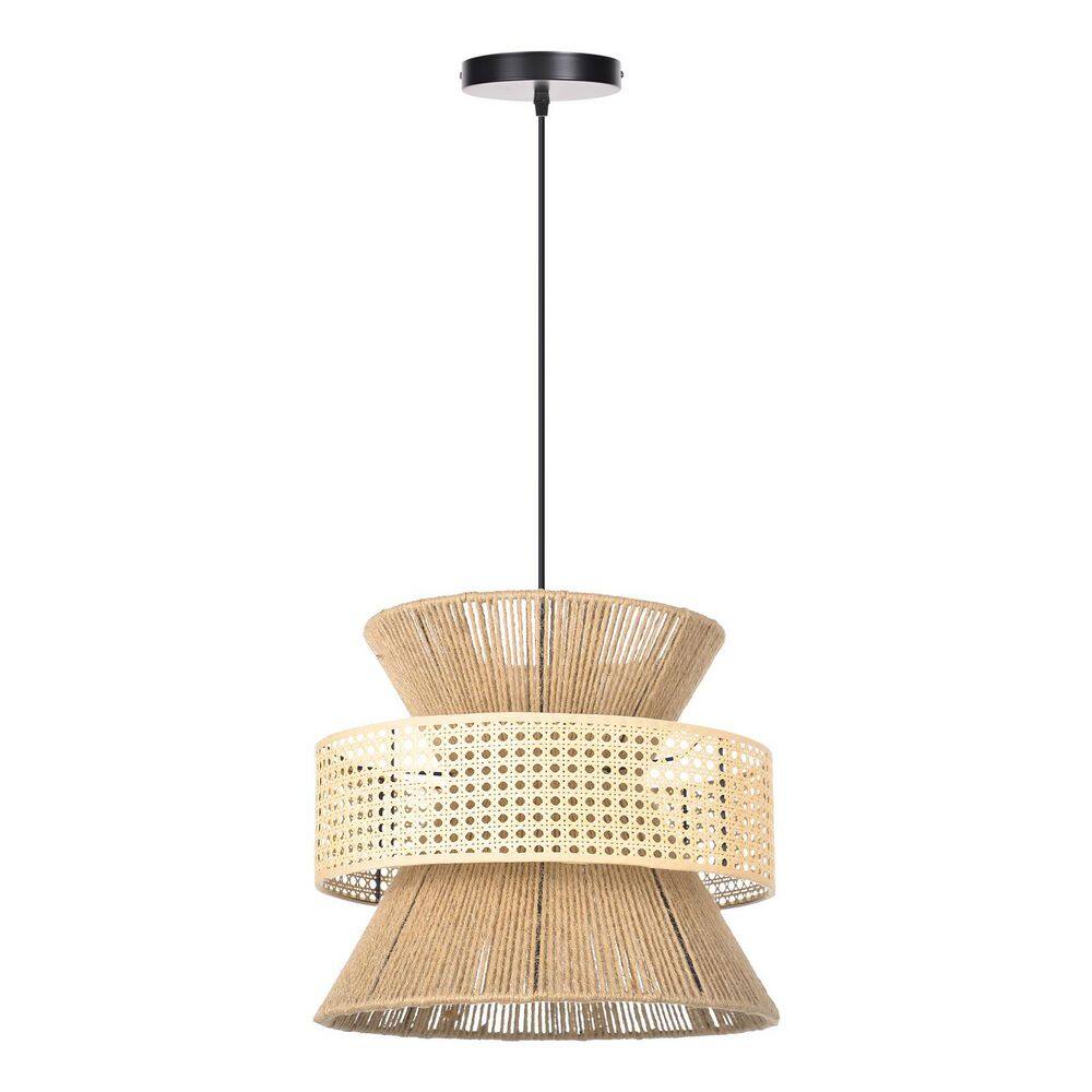 1 Light Natural Hand-Woven Jute and Rattan Pendant Light in Hourglass Cone Shape, No Bulbs Included 15.75 in. price history on PriceWatchPro