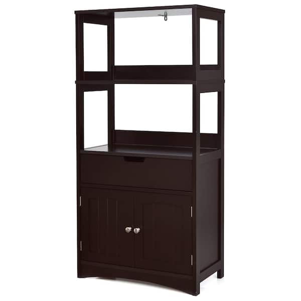 Bunpeony 24 in. W x 13 in. D x 48 in. H Double Door Bathroom Linen Cabinet Floor Storage Cabinet in Brown