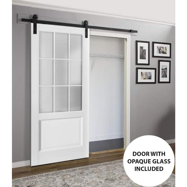 Felicia Clear Glass French White Doors with Installation Hardware Kit