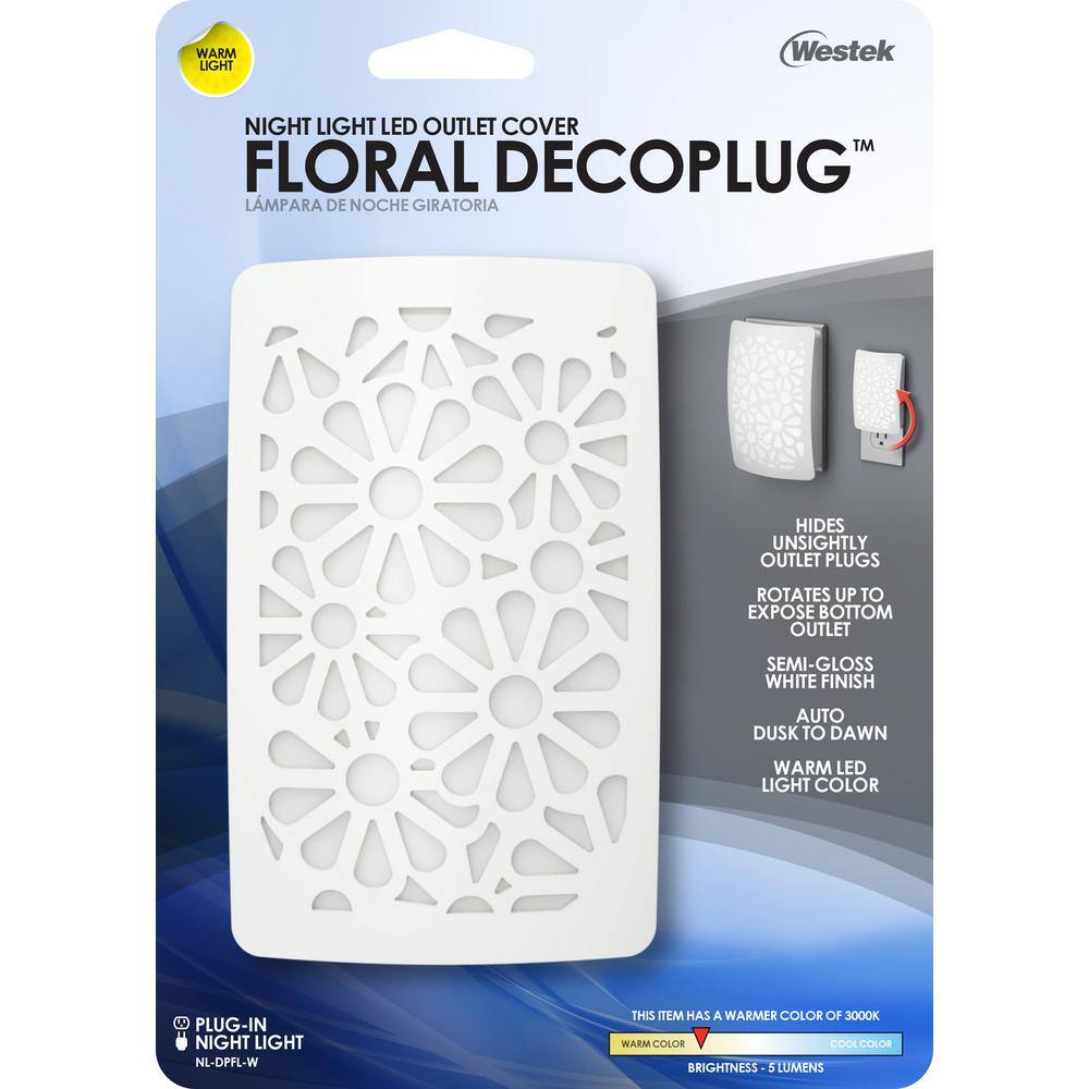 White Floral Pattern LED Night Light Cover