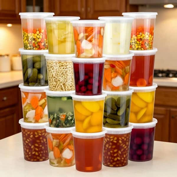 40 Piece Plastic Deli Food Container Set with Leak-Proof Airtight Lids, BPA-Free, for Soup Meal Prep Takeout Storage