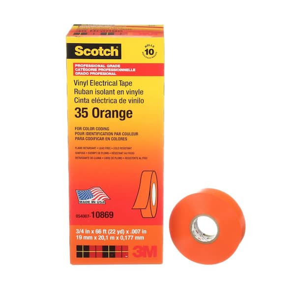 3M Scotch 3/4 in. x 66 ft. #35 Electrical Tape, Orange (Case of 5)