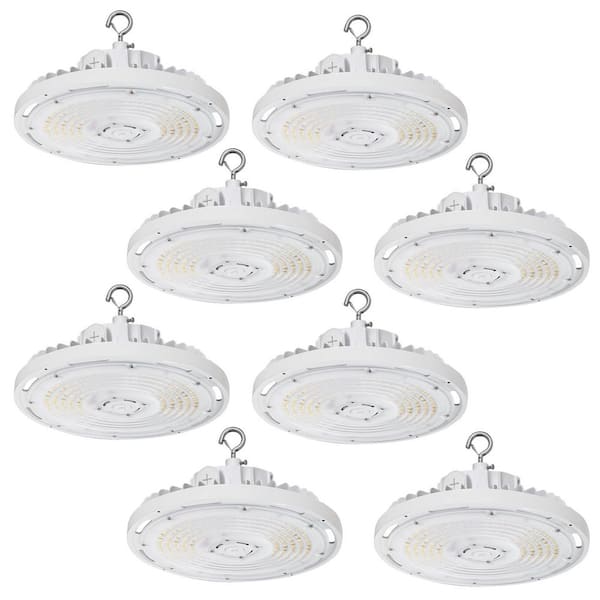 8-Pack 13 in. White 1000-Watt Equivalent Integrated LED UFO High Bay Light Fixture, 5000K 34800Lumens, 0-10V Dimmable