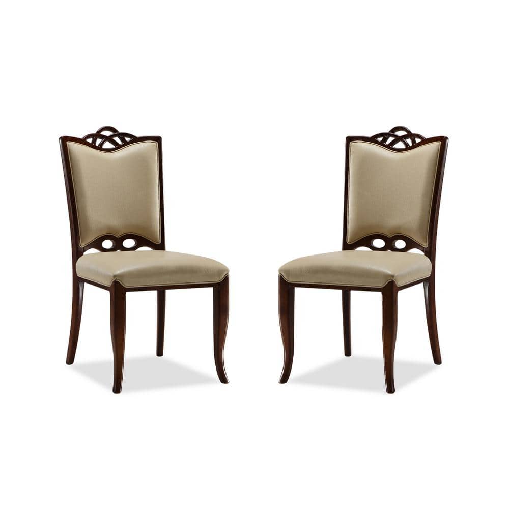 Regent Cream Faux Leather Dining Chairs with Beech Wood Frame, Set of 2